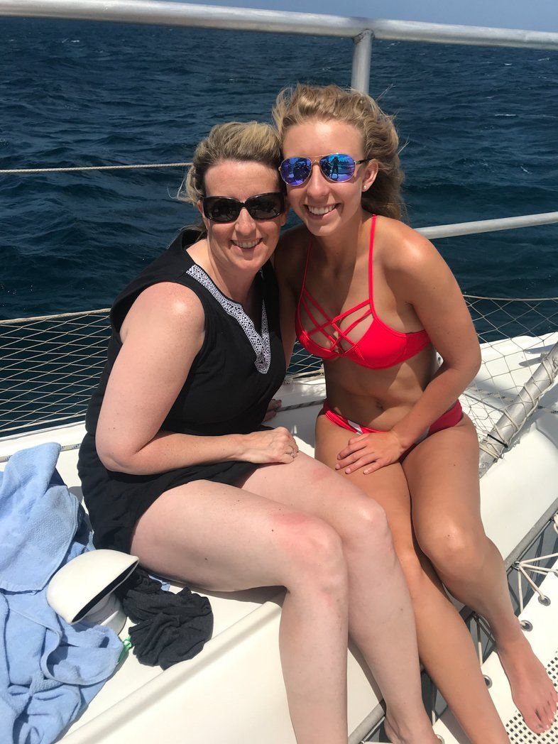 Two young women on Random Wind Charter