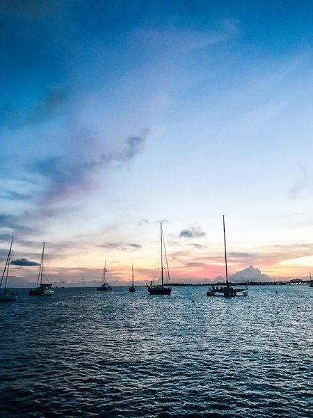Sunset on the water from the Random Wind yacht anchored in St Maarten