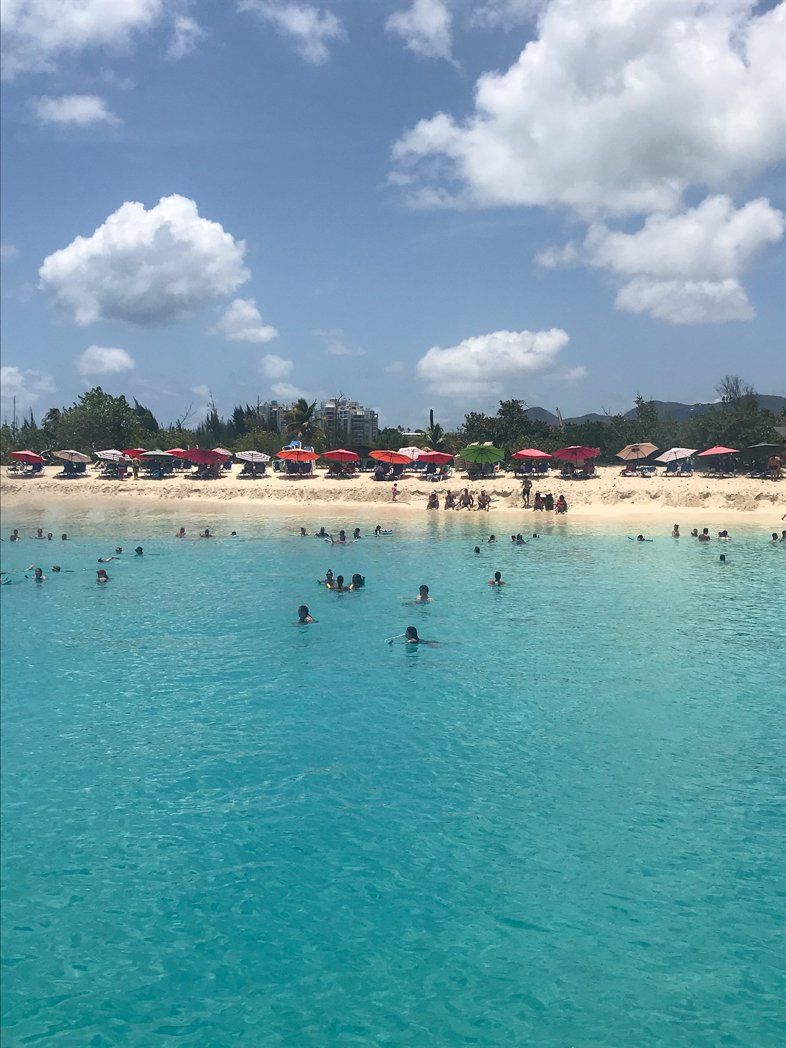 People swimming at St Maarten beach