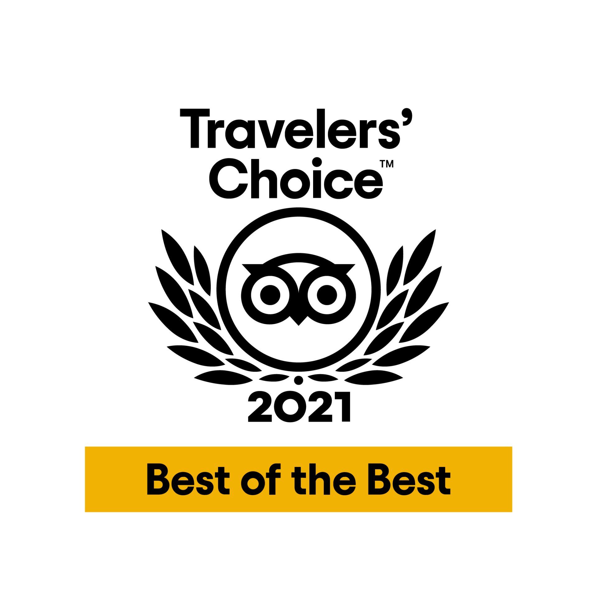 black and white travelers choice award logo from trip advisor