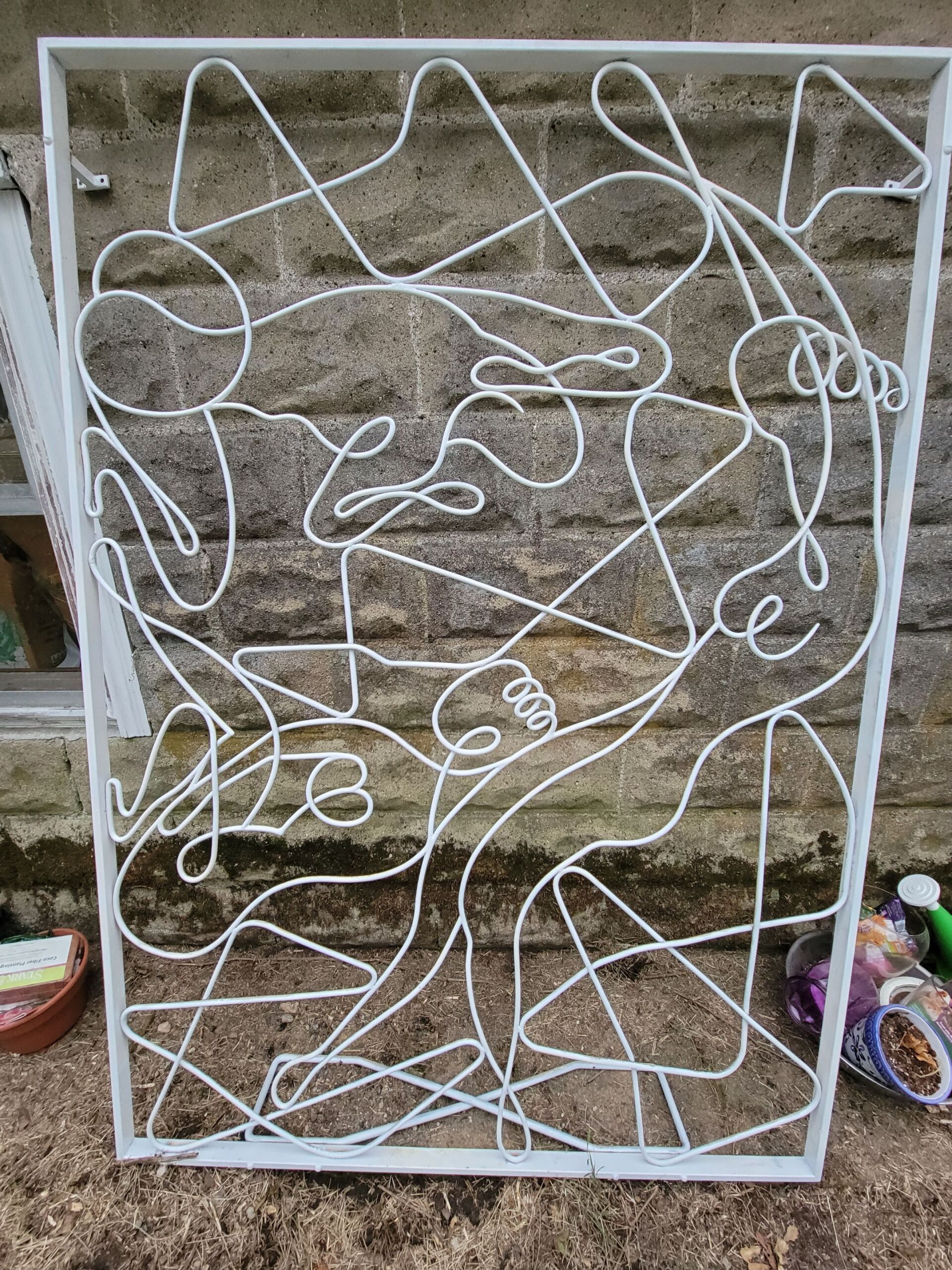 White Steel Garden Art