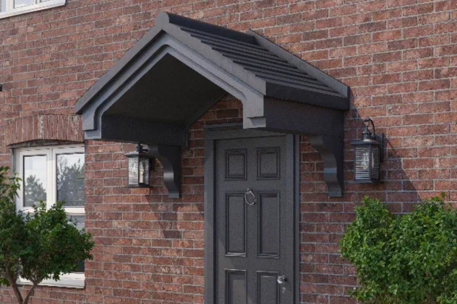 High-quality GRP porch canopy installed by Suffolk Roofline on a home in Sudbury, Suffolk – durable,