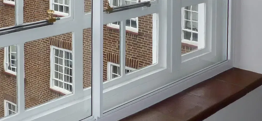 An image of retro fitted secondary glazing on a Suffolk property. Double glazing vs secondary glazing.