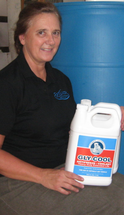 Woman holding a jug of 