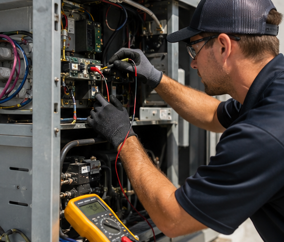 Technician providing Preventive Maintenance Services for Commercial HVAC Systems in Virginia