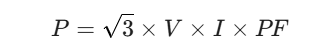 In a 3-phase system, the power delivery is calculated using this formula: