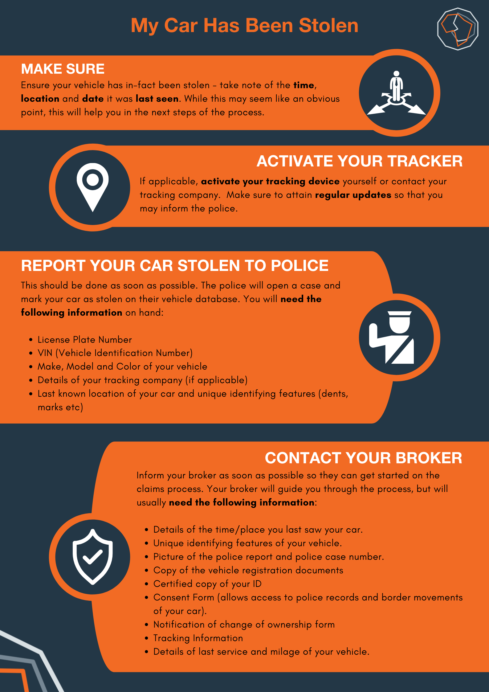 What should you do when your vehicle has been stolen