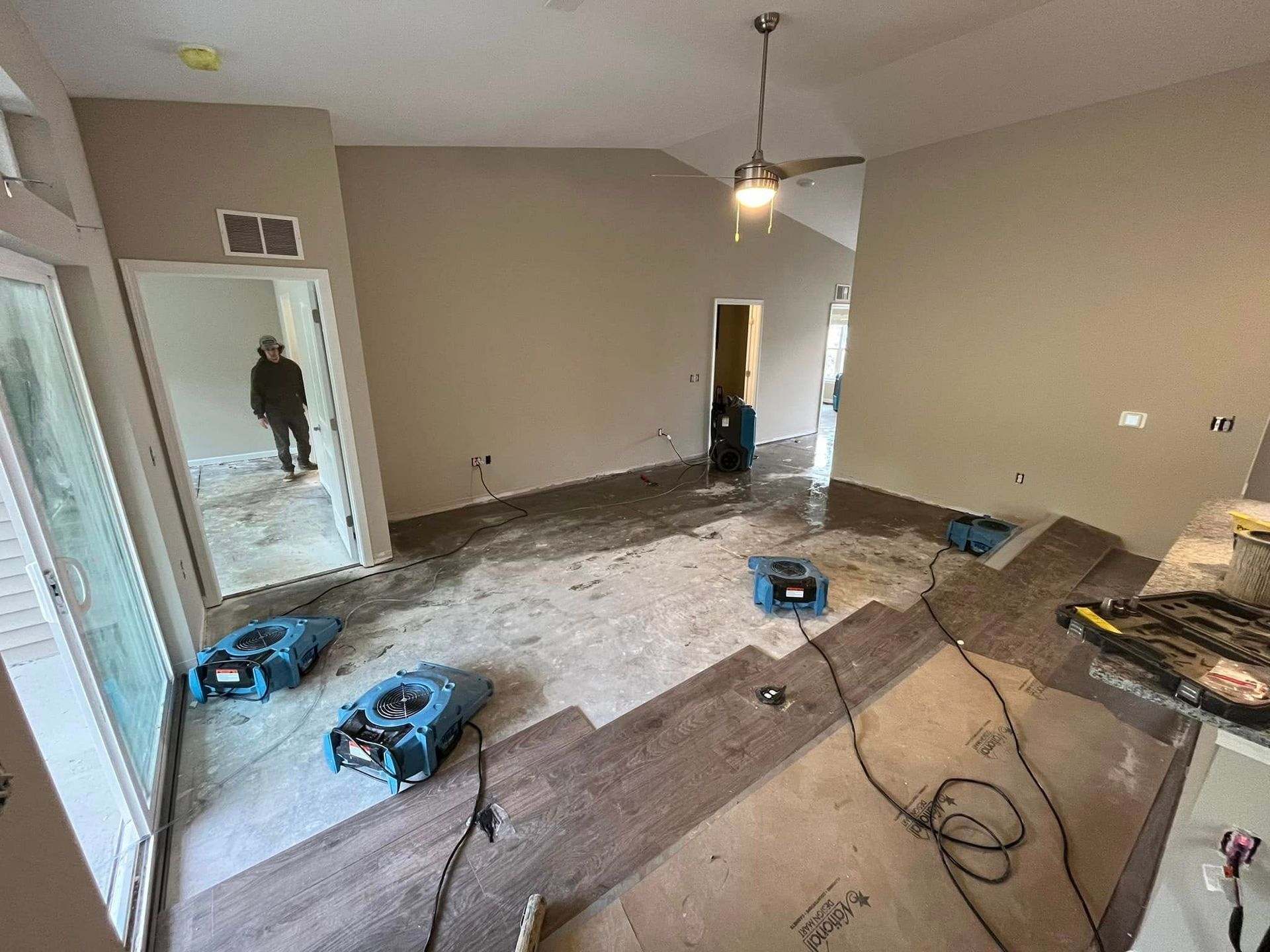 Professional drying equipment for water damage restoration