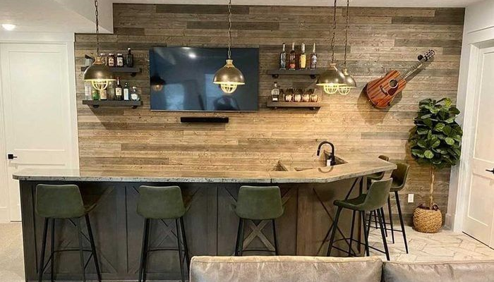 Bar in a finished basement in Aurora Ohio
