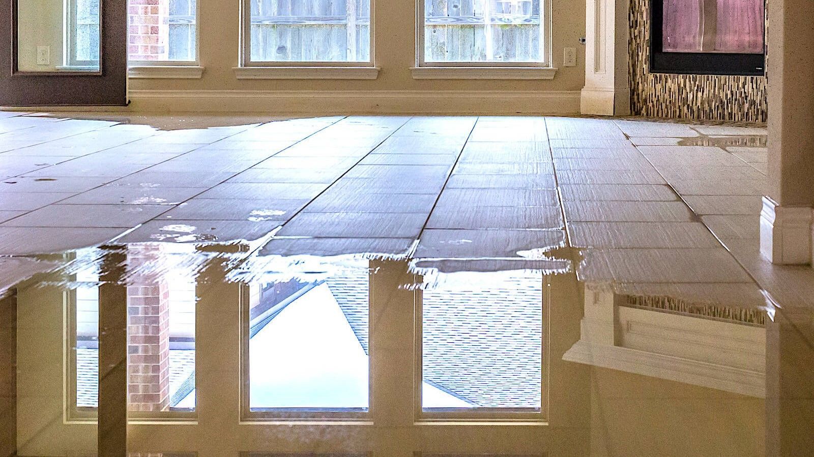 Burst pipe in a  family room in a home in Hudson Ohio