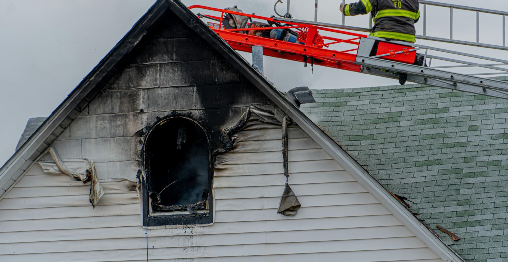 smoke damaged building in Twinsburg, Ohio