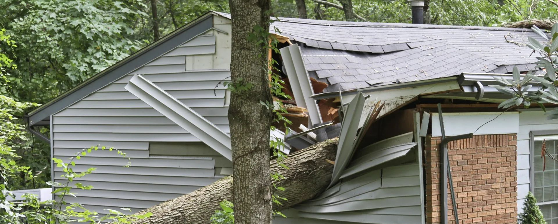 Roof with severe storm damage