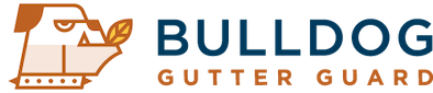 Bulldog Gutter Guard logo with a bulldog head graphic and blue text.