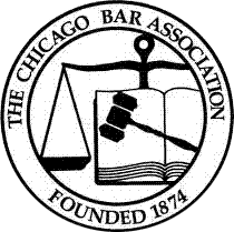 The logo for the chicago bar association was founded in 1874.