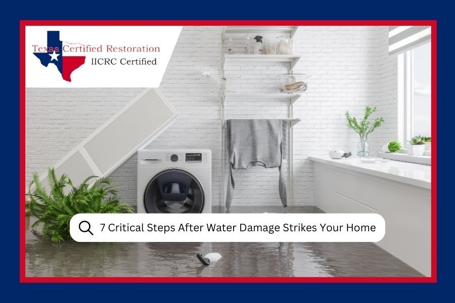 Cleaning gutters with a pressure washer. Logo in the top left corner says, 