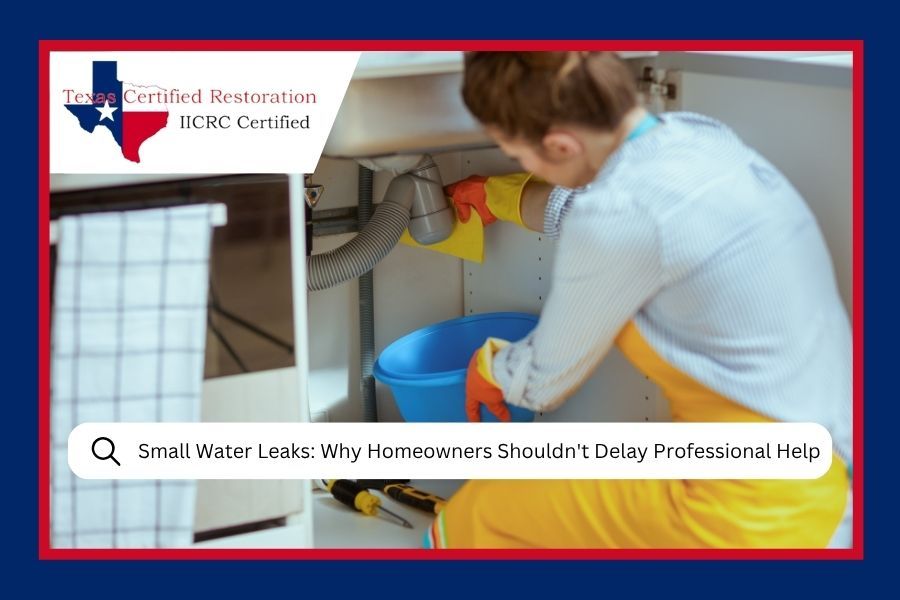 Homeowner containing a water leak under kitchen sink