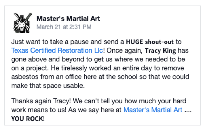 Customer Review about mold removal services