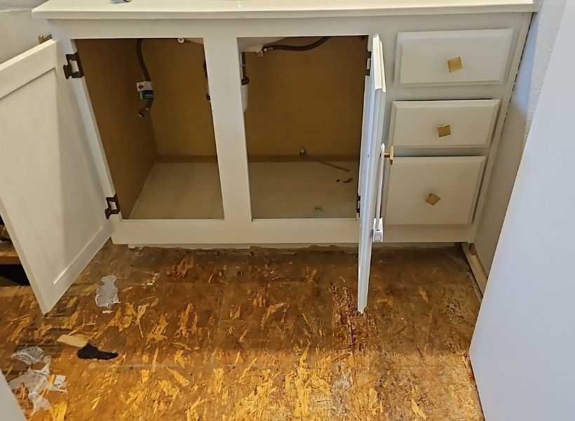 bathroom vanity water damage