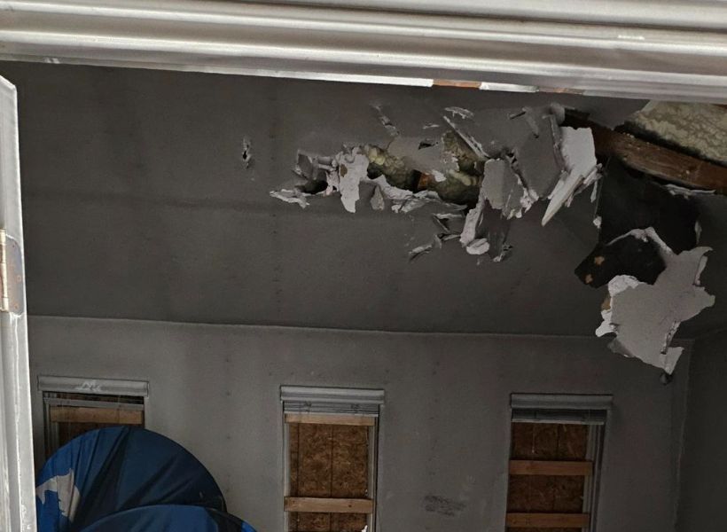 ceiling damage in the bedroom