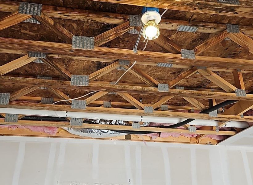 ceiling studs vacuumed and cleaned