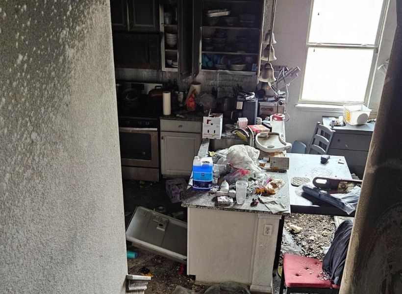 damage to the kitchen cabinetry