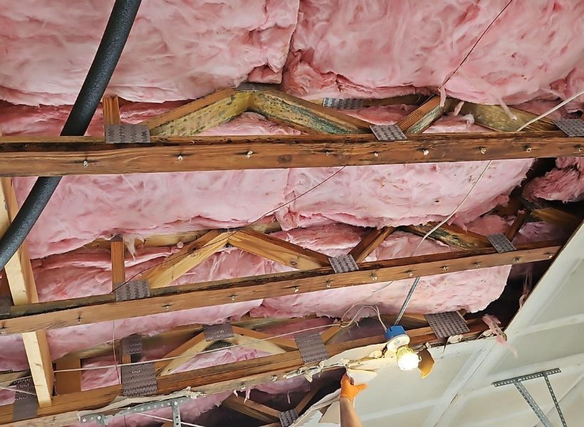 damaged insulation in the garage ceiling