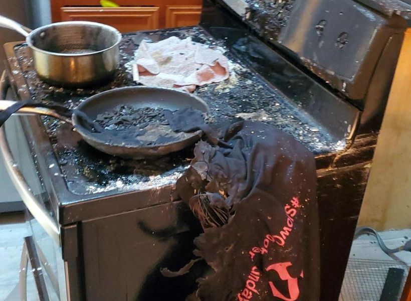 fire damage to the stove