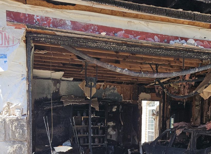 fire-damaged ceiling