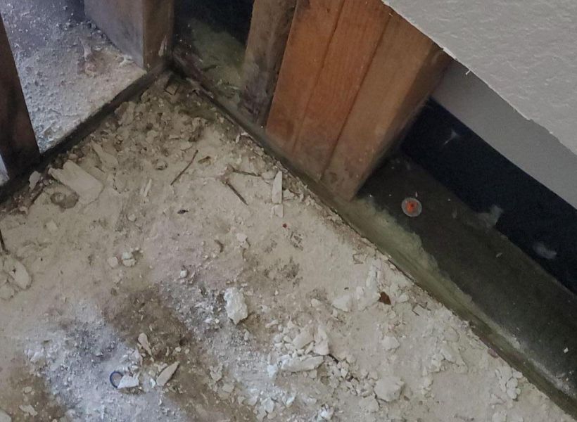 flood cuts and flooring removal in the bedroom