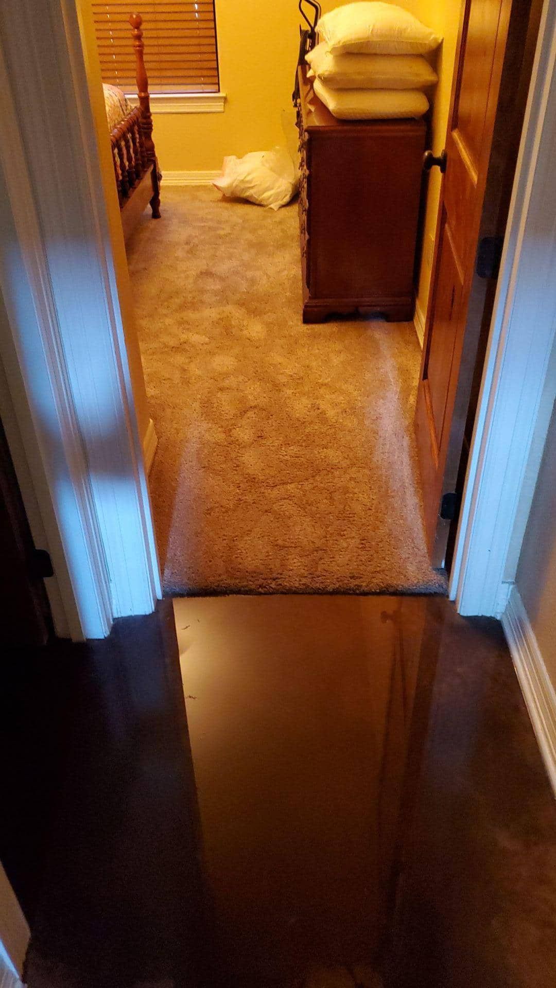 flooded bedroom of a Groesbeck home