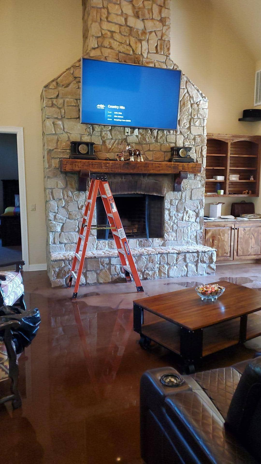 flooded living room of a Groesbeck home