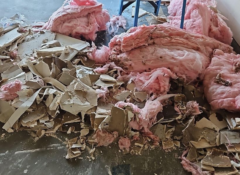 insulation from the garage walls removed