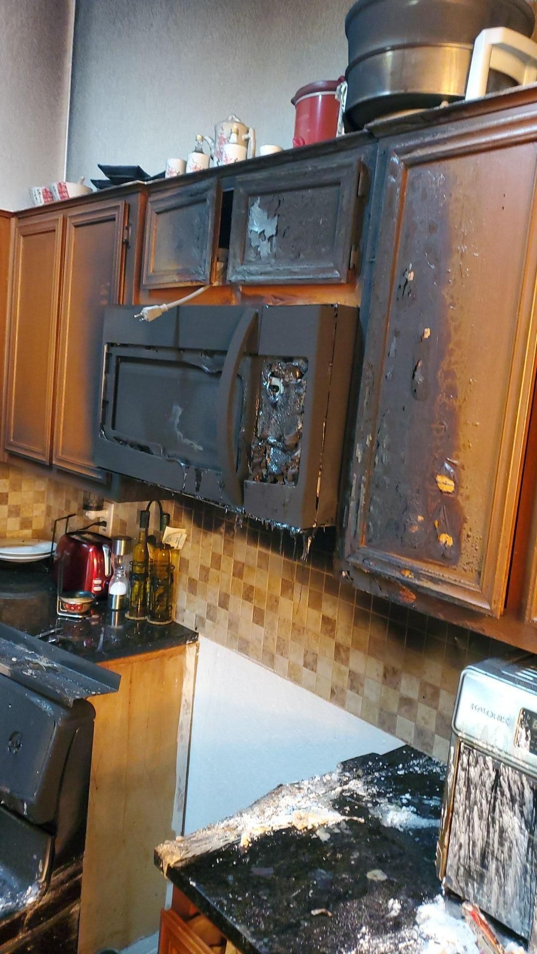 fire damaged kitchen