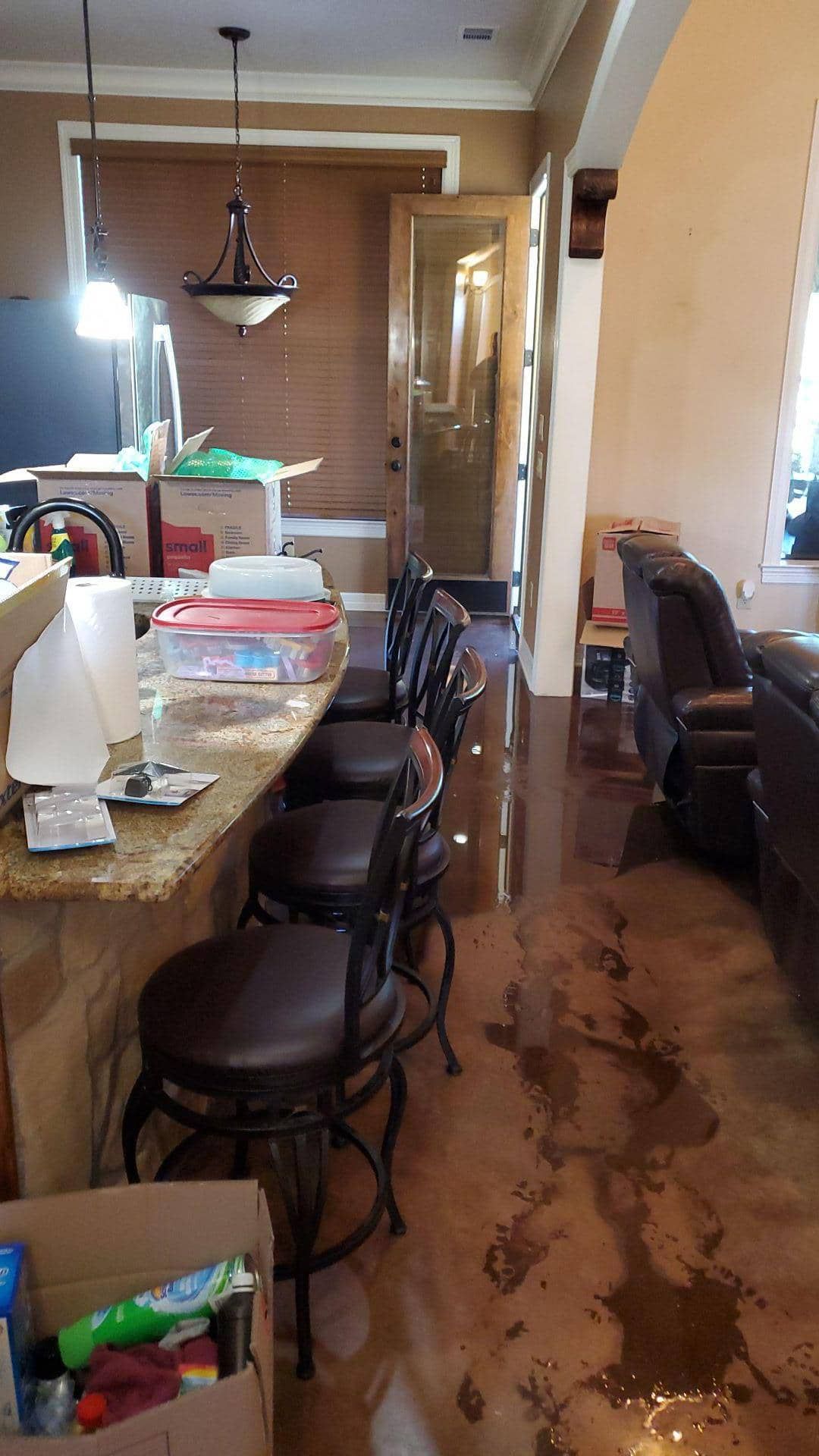 kitchen water damage in groesbeck home