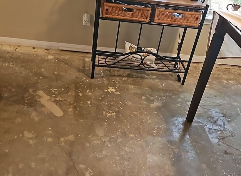 living room after flood damage mitigation