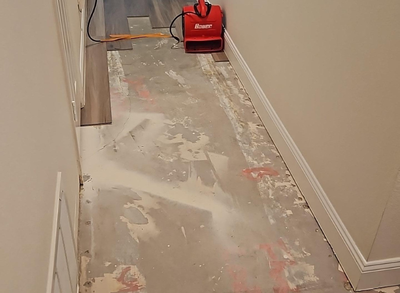 removed flooring in the hallway