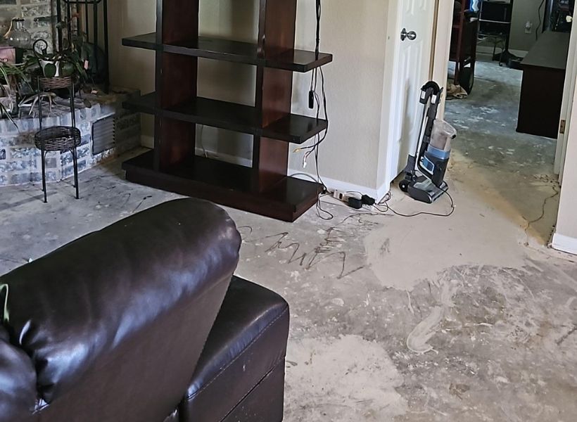 removed flooring in the living room