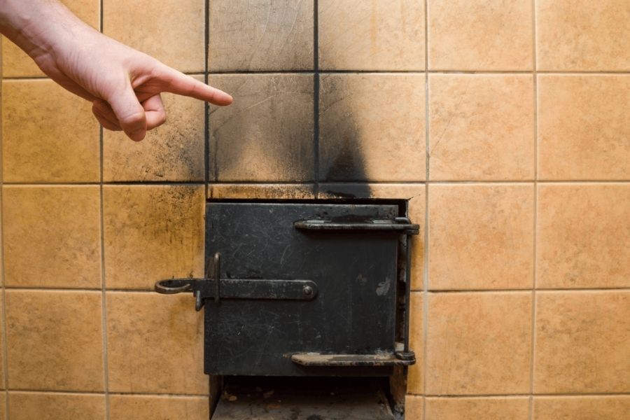 Soot damage on walls and surfaces after a house fire
