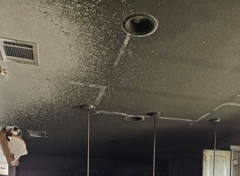 soot damage to the ceiling