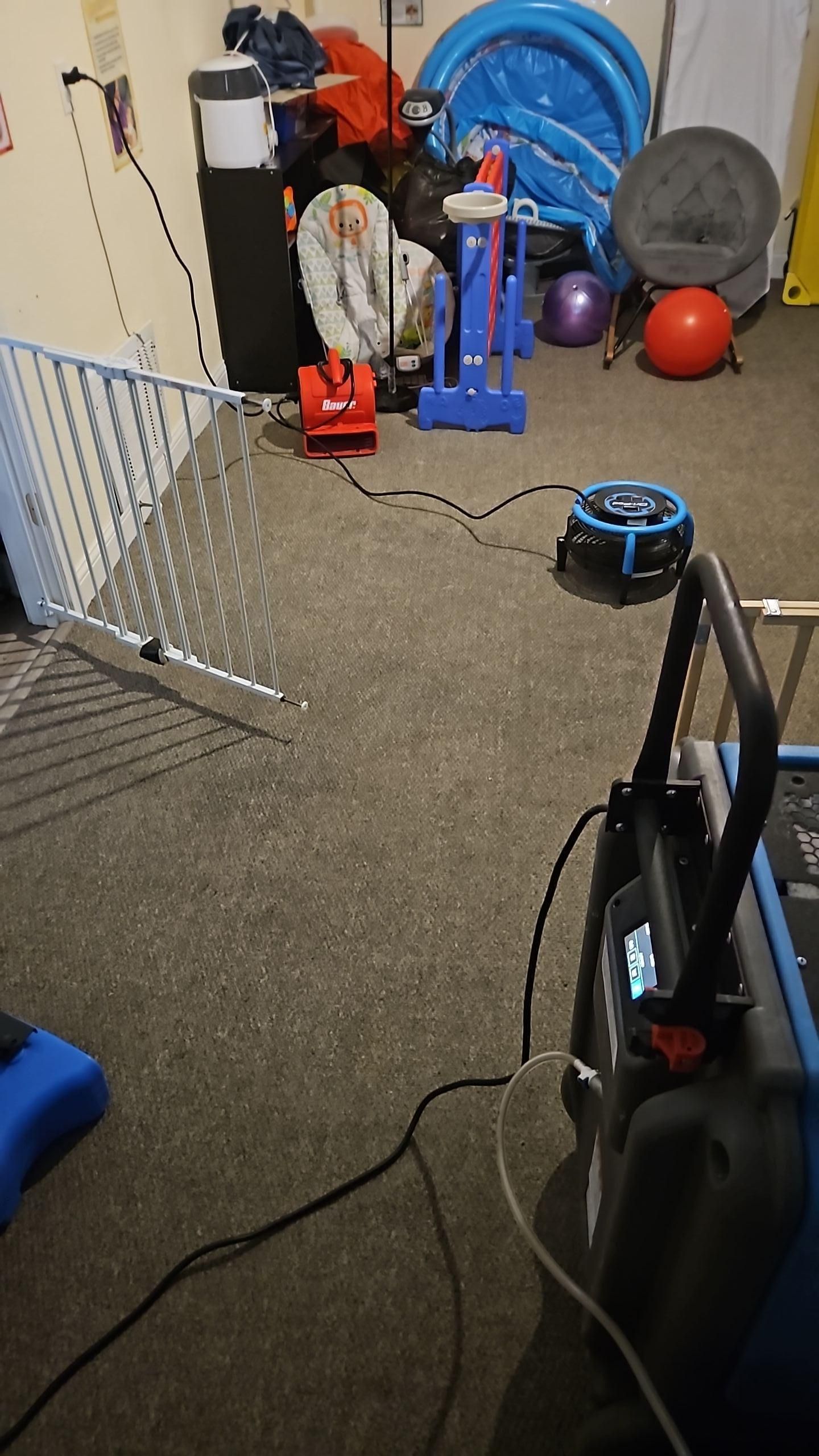 Final stages of water damage drying process