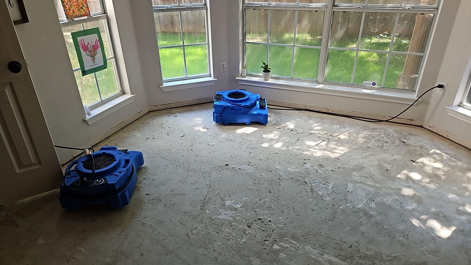 Professional drying equipment during water damage restoration