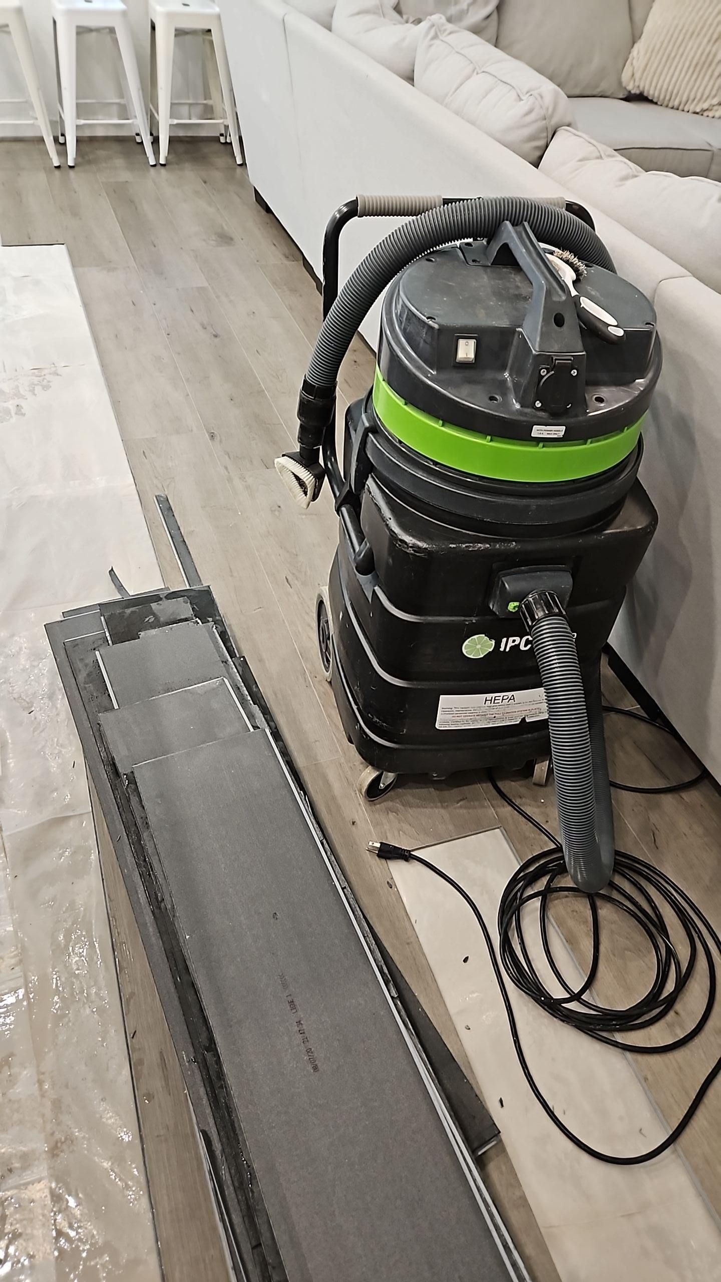 Professional drying equipment deployed in the home for water damage restoration