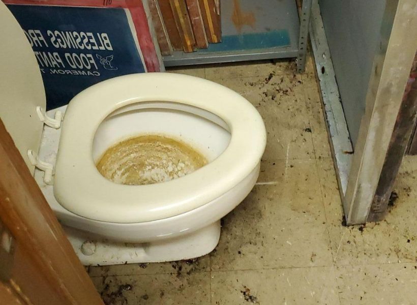 women restroom damage  in cameron tx