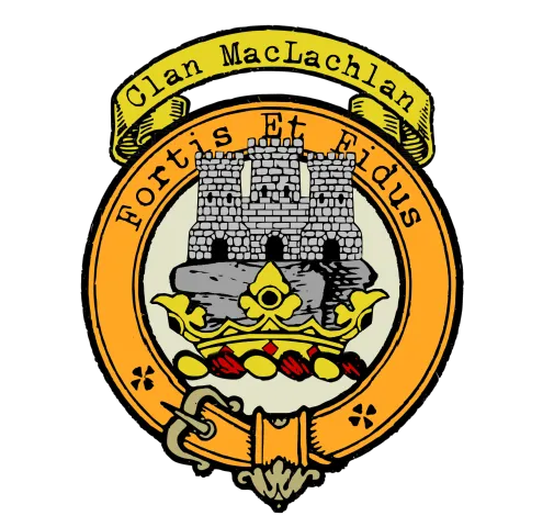 Clan Maclachlan crest, featuring a castle, crown, and motto 