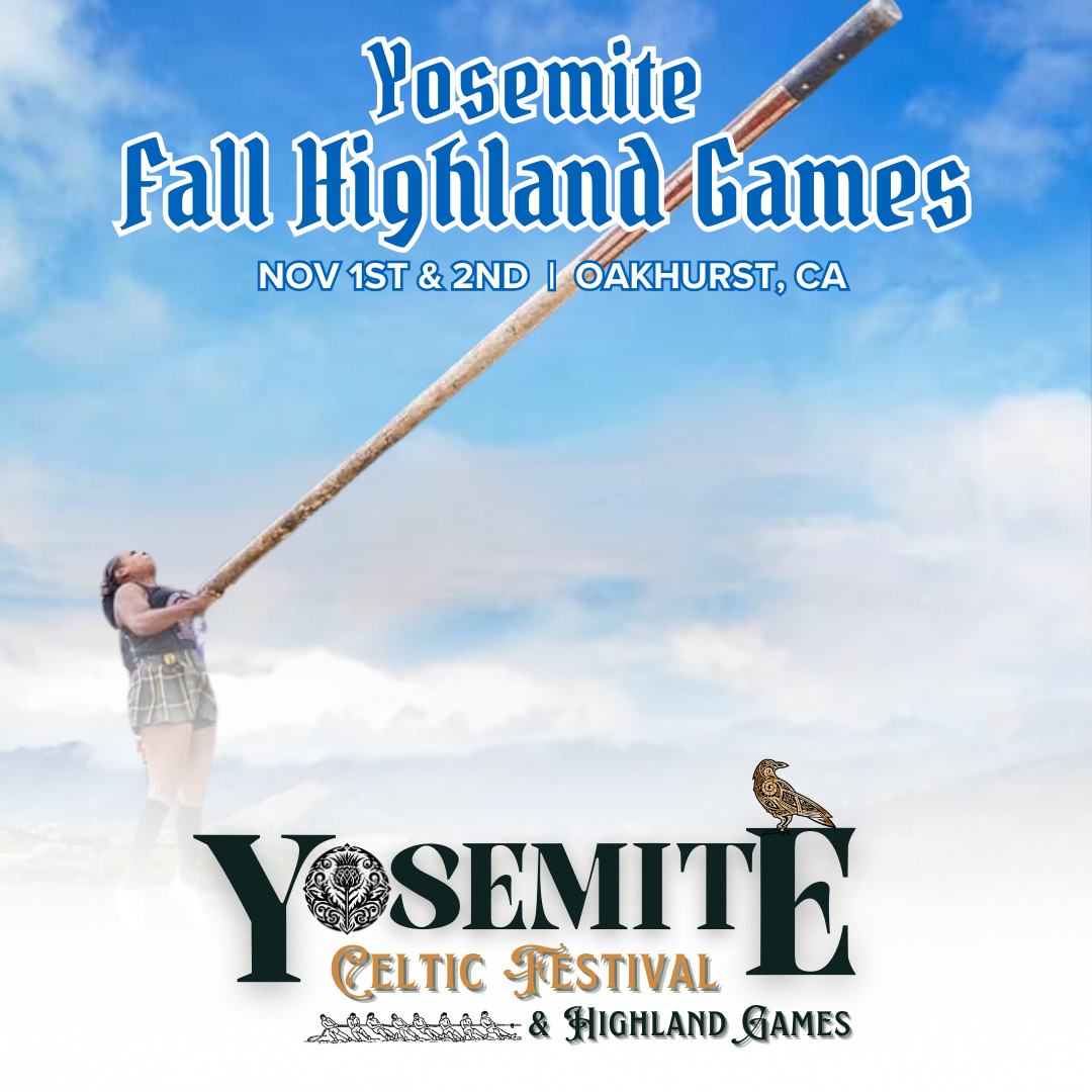 A poster for the yosemite celtic festival and highland games