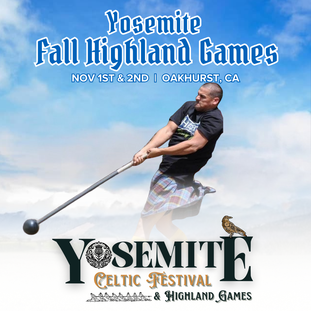 A poster for the yosemite celtic festival and highland games