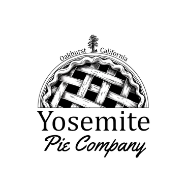 Yosemite Pie Company logo: half pie crust with lattice design, tree, and text 