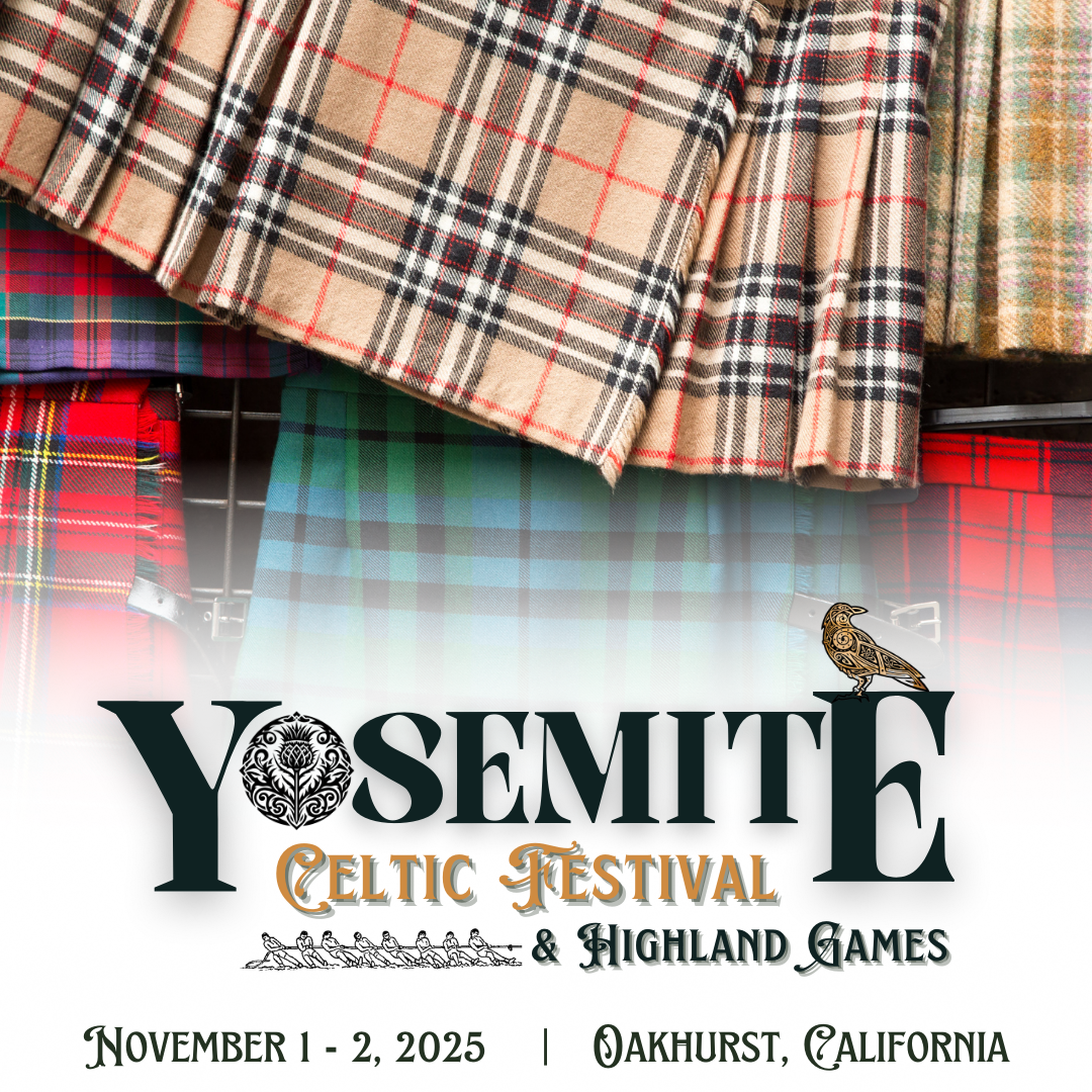 A poster for the yosemite celtic festival and highland games