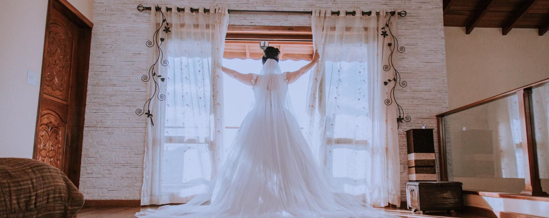 white floral sleeveless wedding gown