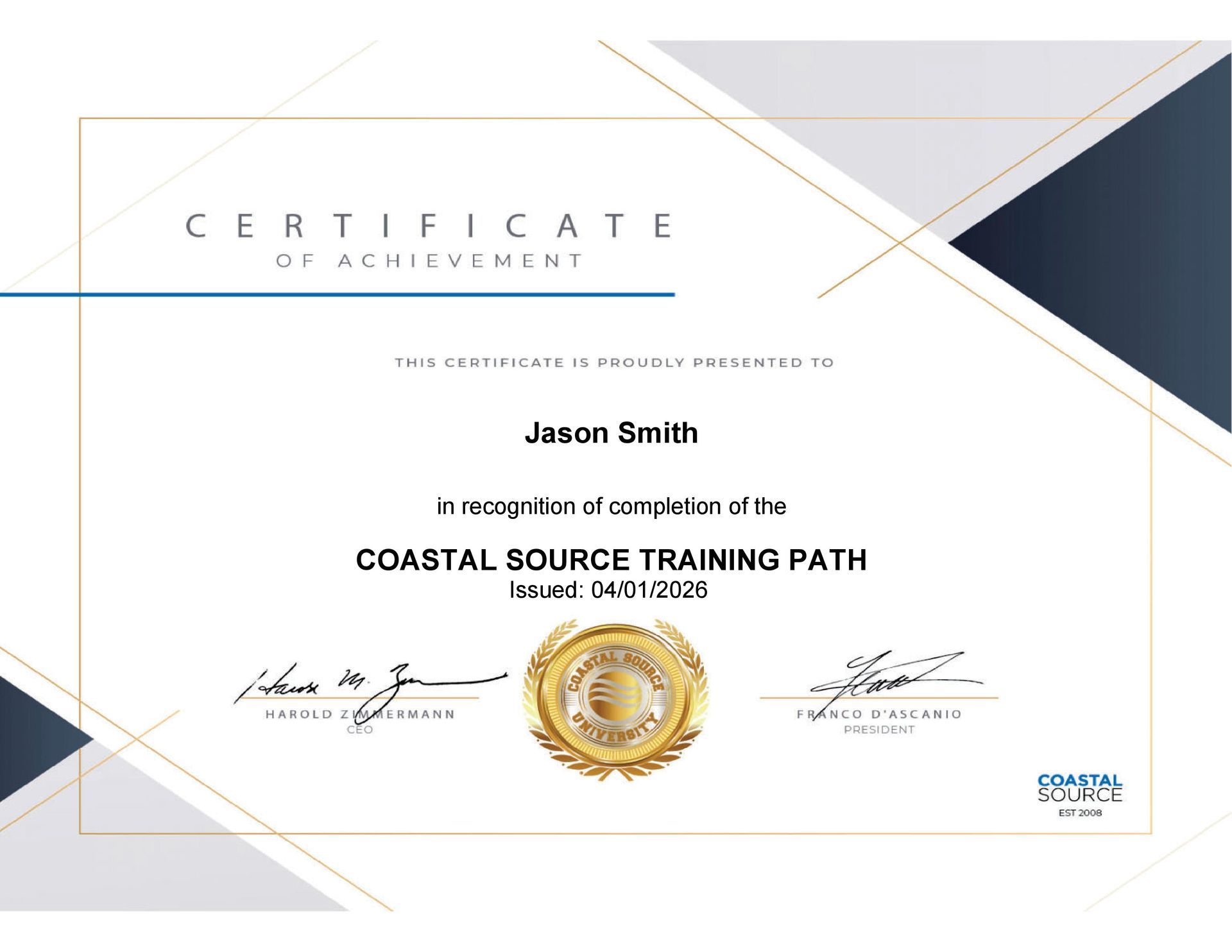 Coastal Source certification awarded to Jason Smith — Smart Home Solutions certified outdoor audio dealer Missoula Montana